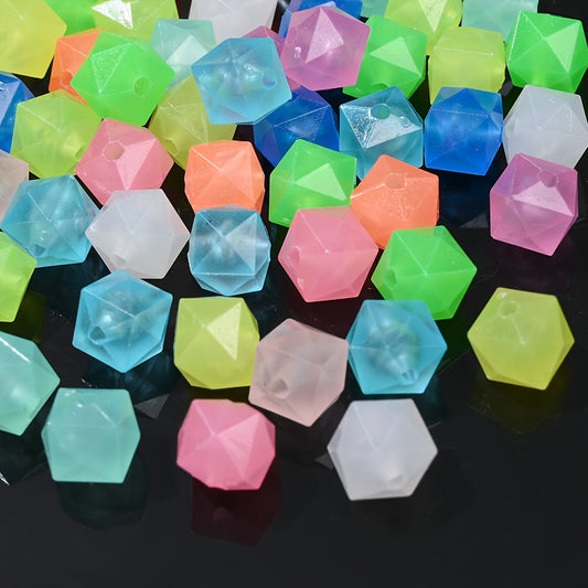 100PCS 8×10mm Luminous Square Acrylic Bead Set