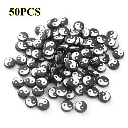 50/150pcs Yin-Yang Acrylic Beads