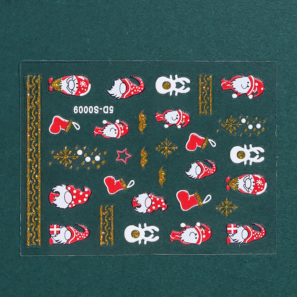 Christmas 5D Embossed Nail Art Stickers