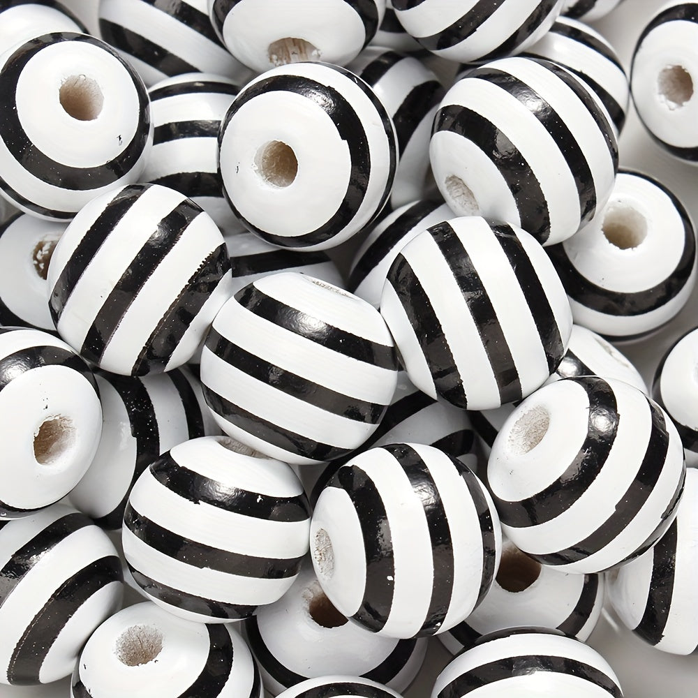 10PCS 16mm Multistyle Patterned Wooden Bead Set