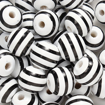 10PCS 16mm Multistyle Patterned Wooden Bead Set