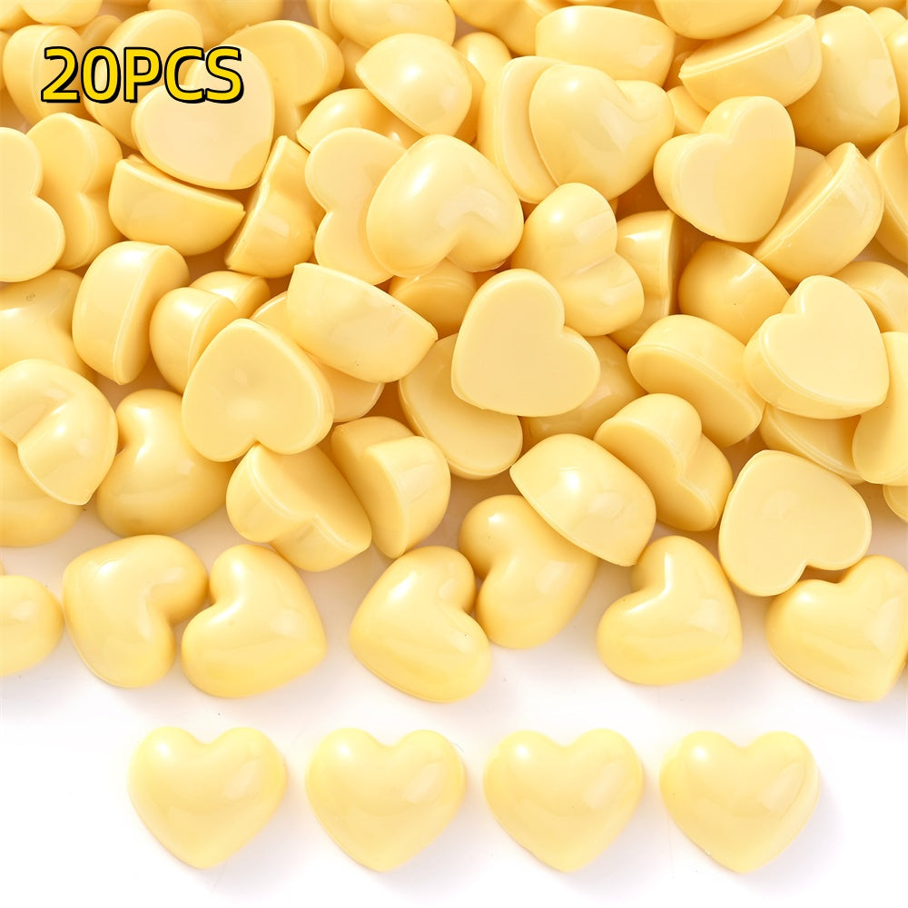 20/40pcs 12x13mm Colorful Heart Adhesive Beads