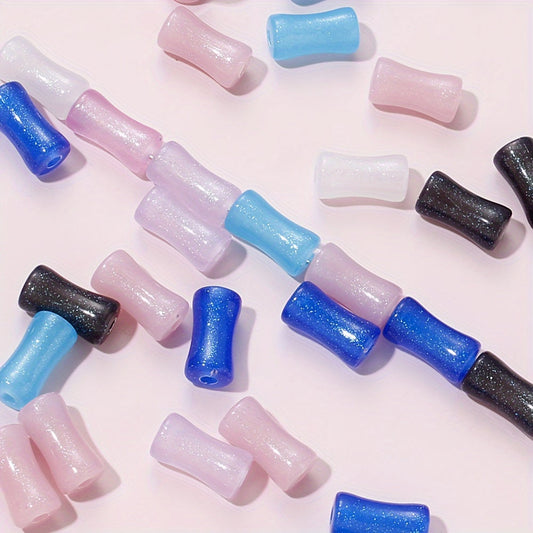 Glitter Bamboo Tube Acrylic Beads
