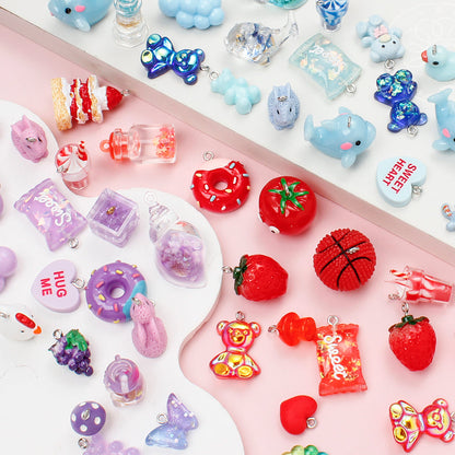 20-Piece Random Fruit, Animal & Flower Resin Charms