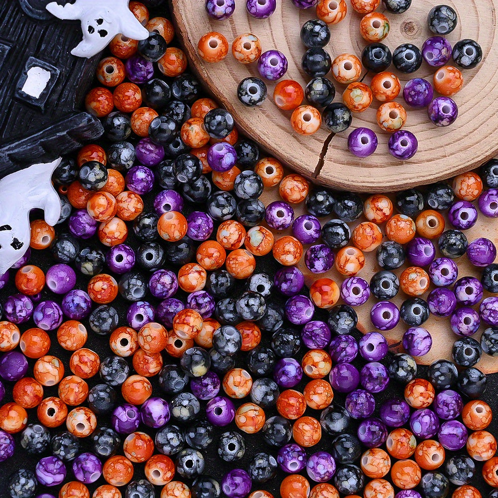 100pcs/set 8mm Halloween Color Round Beads