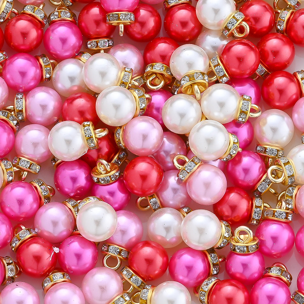 Pink Artificial Pearl Round Pendants