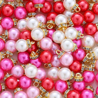 Pink Artificial Pearl Round Pendants
