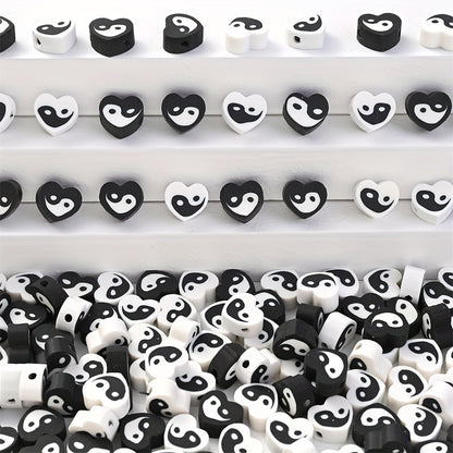 Black and White Tai Chi Polymer Clay Beads