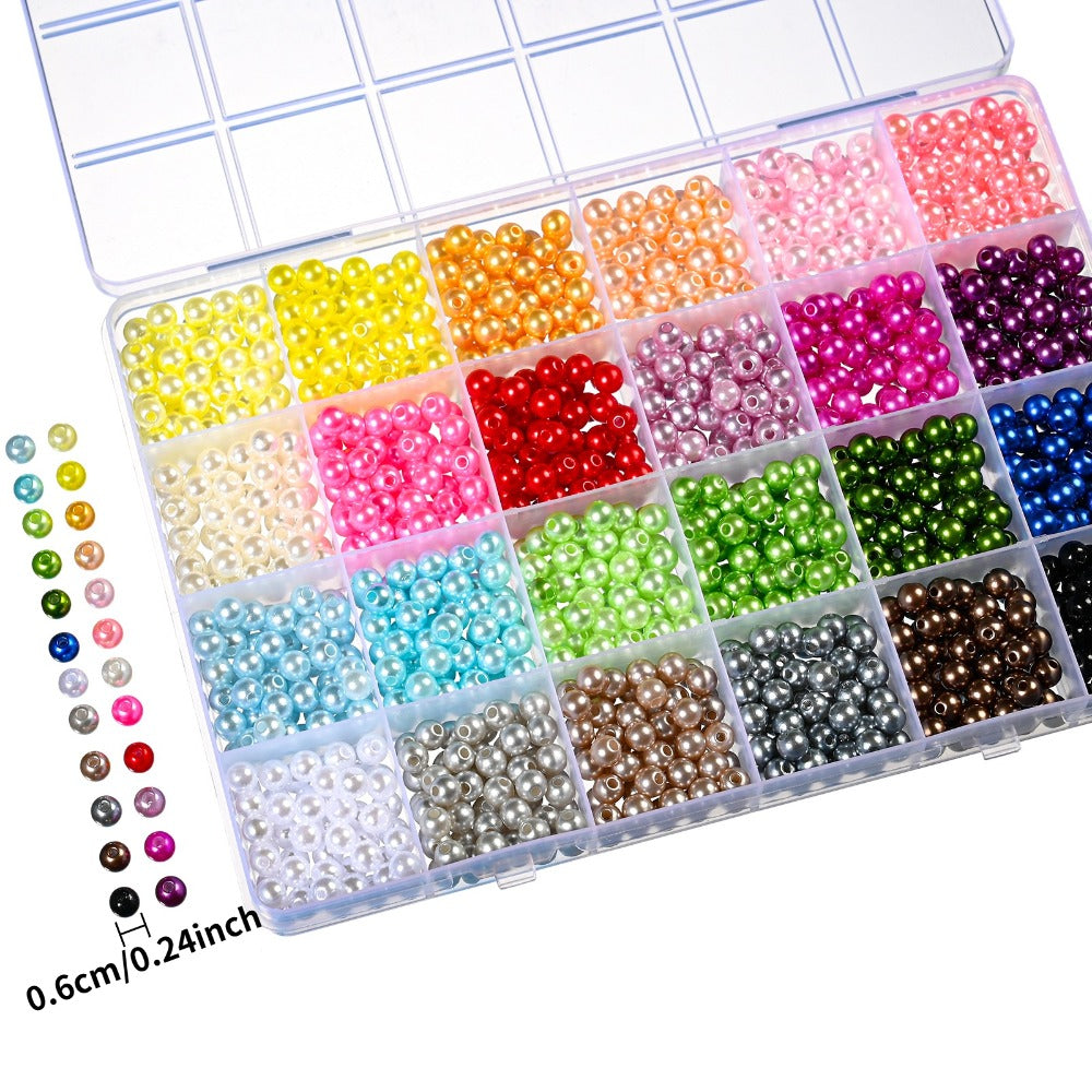 1400pcs 6mm Imitation Pearl Beads Kit