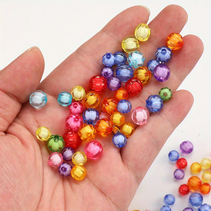 100/200pcs 8/10mm Transparent Inner Color Pumpkin Acrylic Beads