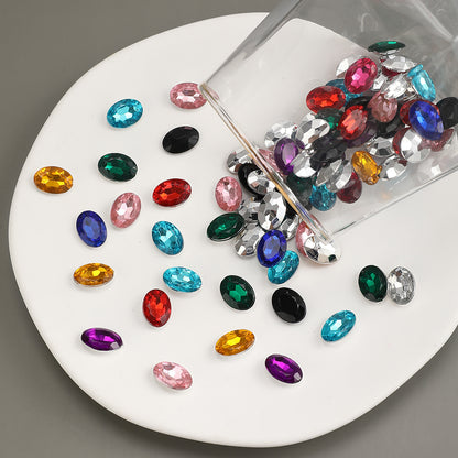 100pcs Oval Rhinestone Flat Back Acrylic Beads