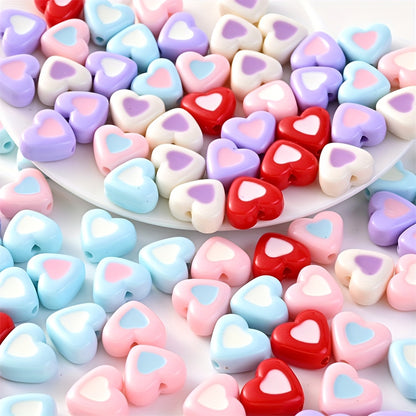10pcs 13-17mm Romantic Double Heart Acrylic Beads