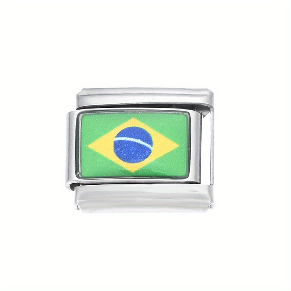 World Flag Alloy Bracelet Module
