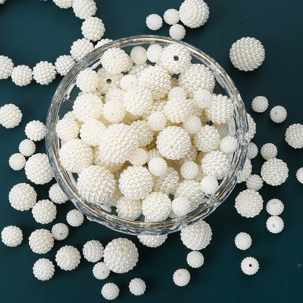 Beige Textured Berry Acrylic Beads