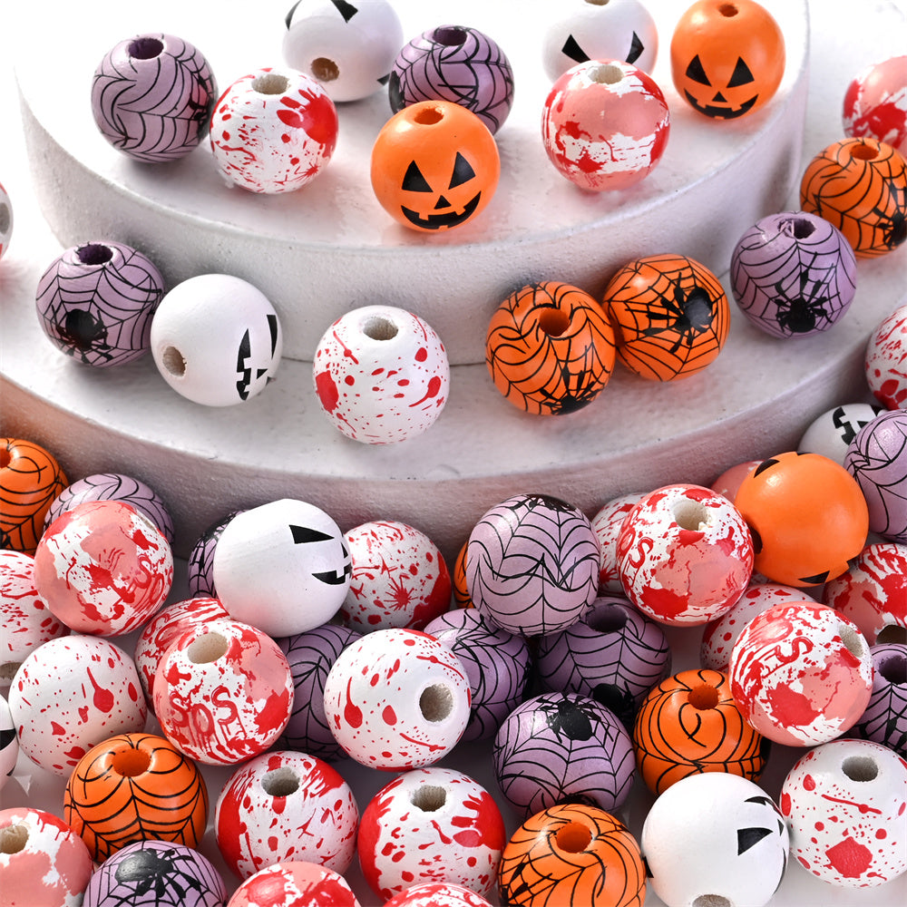 Halloween Printed Wooden Beads