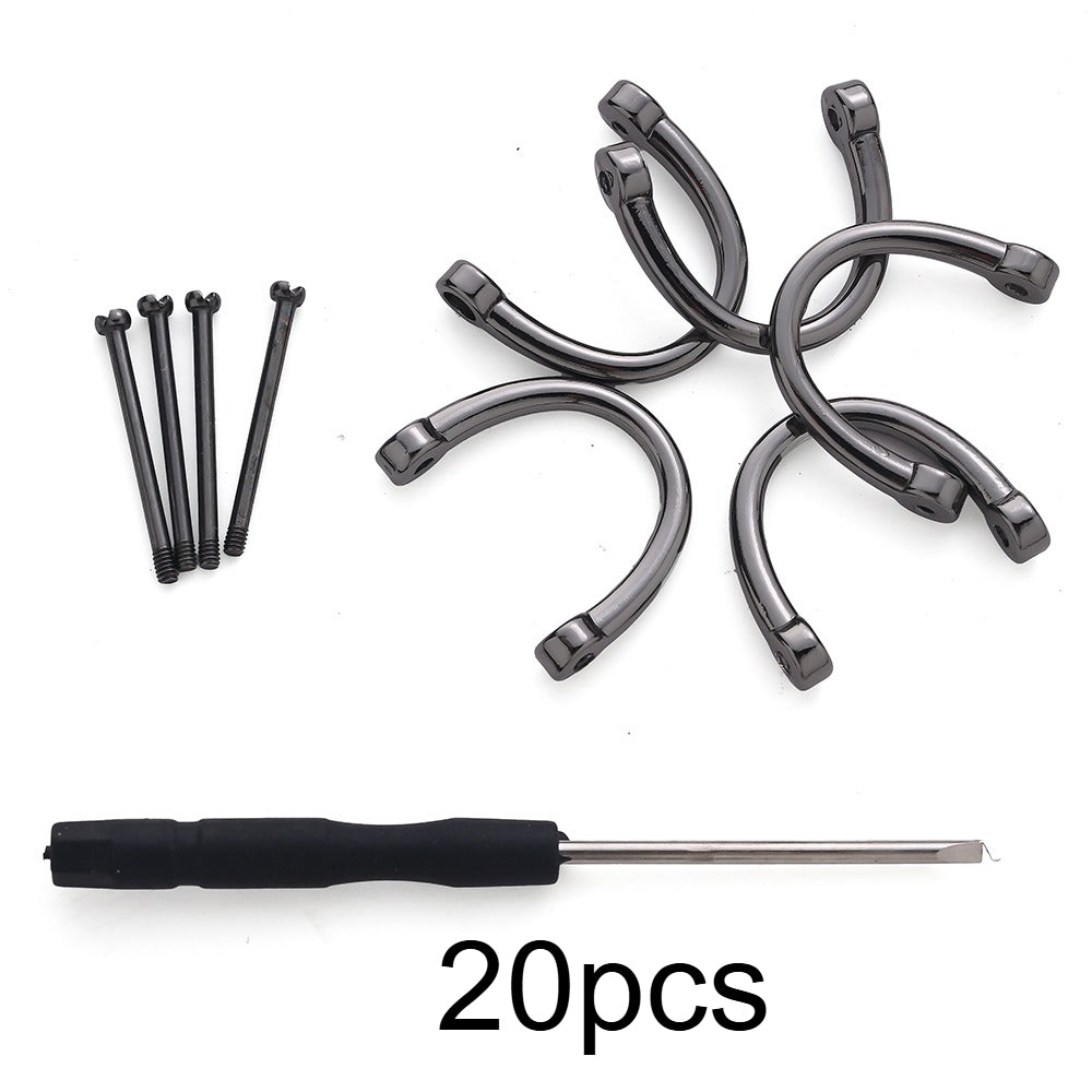 20PCS D-Shape Detachable Keychain Buckle Set with Screwdriver