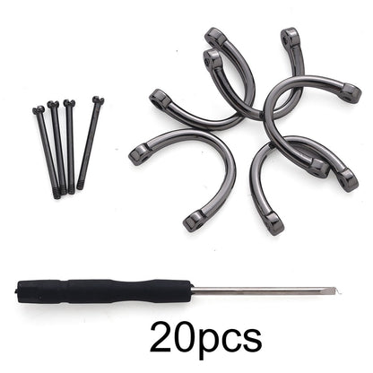 20PCS D-Shape Detachable Keychain Buckle Set with Screwdriver