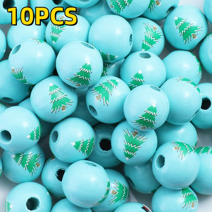 10pcs/set 16mm Christmas Wooden Beads