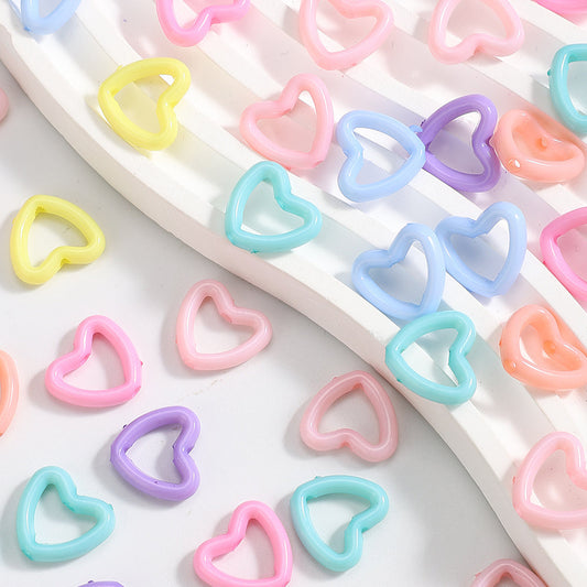15x16 mm Multicolor Hollow Heart Acrylic Spacer Beads