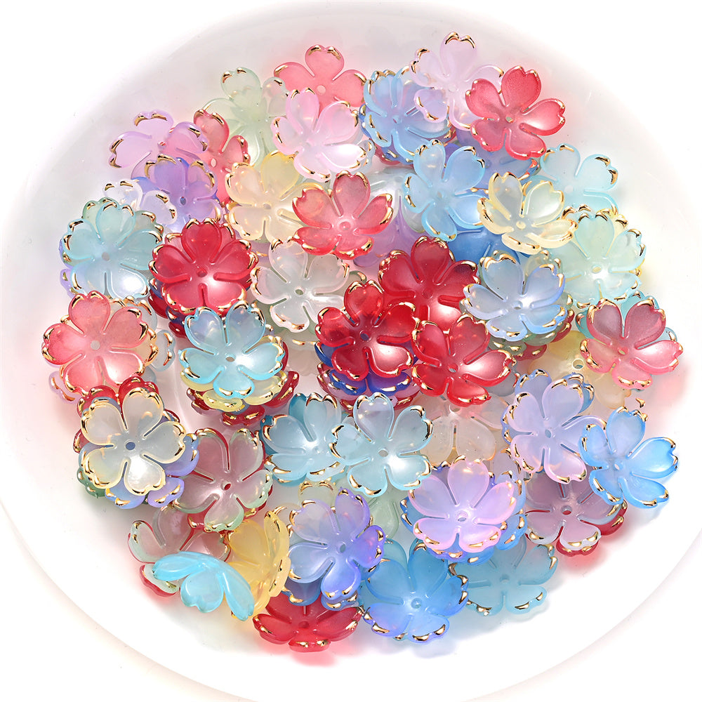 201pcs/set Acrylic Gold Border Flower Beads