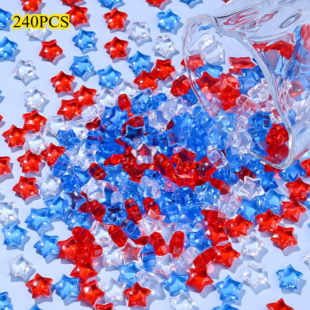 120/240pcs Patriotic Acrylic Star Flatback Beads