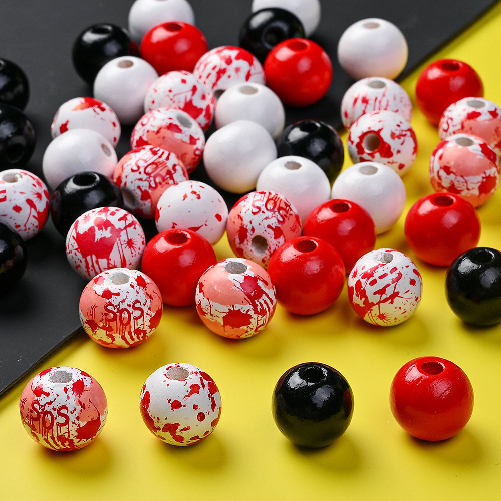 120pcs Halloween Wood Beads Set