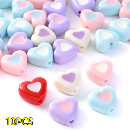 10pcs 13-17mm Romantic Double Heart Acrylic Beads