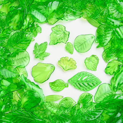 Green Acrylic Leaf Beads