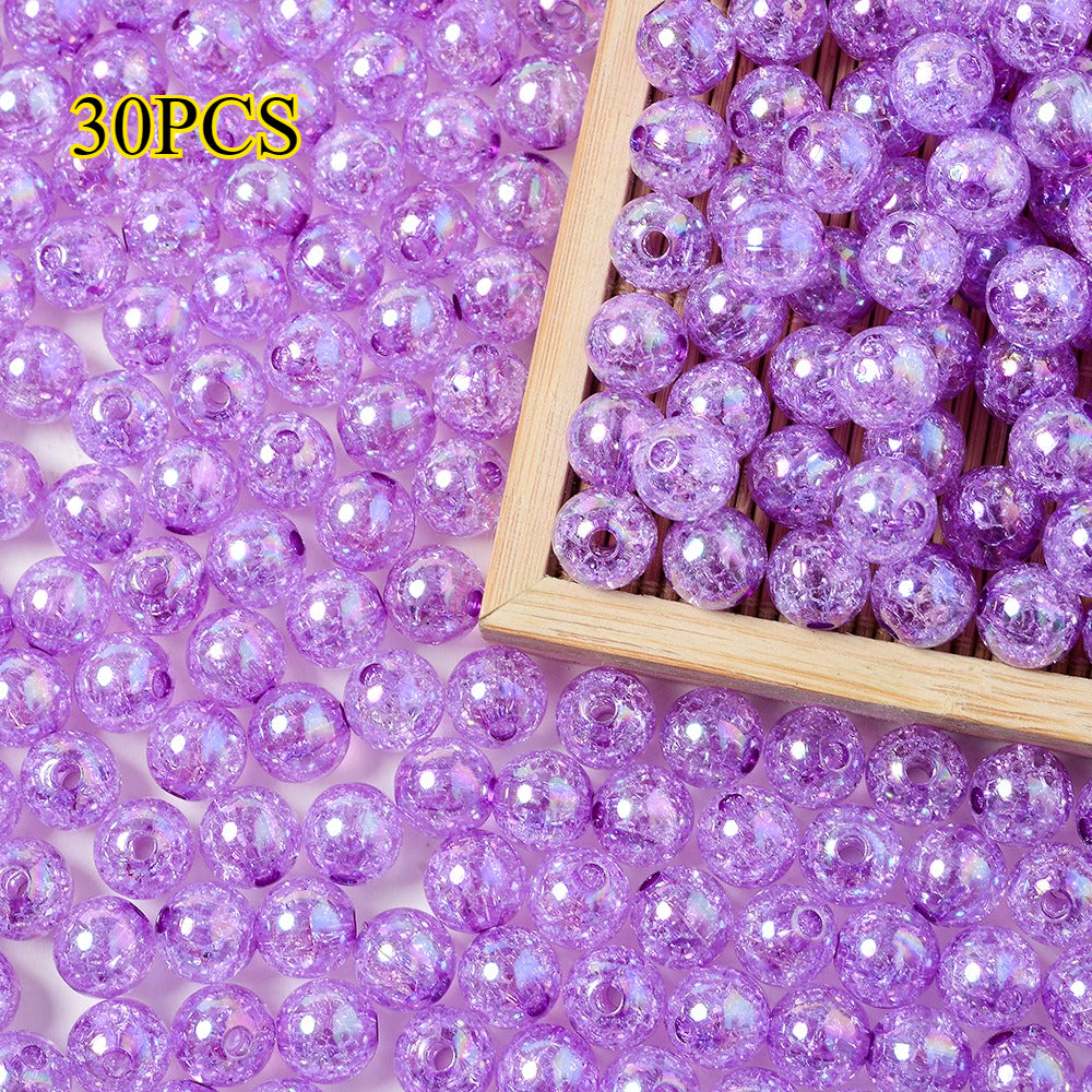 30pcs 10mm Colorful Crackle Acrylic Beads