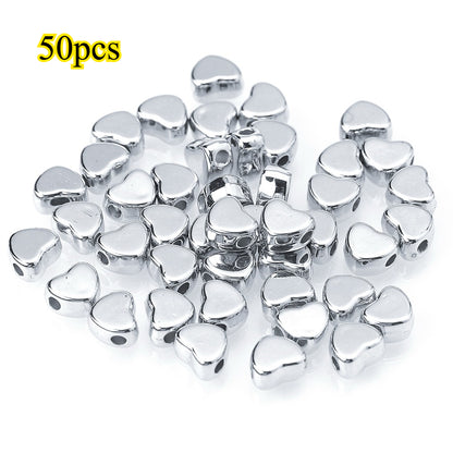 50pcs Heart-Shaped Acrylic Love Spacer Beads