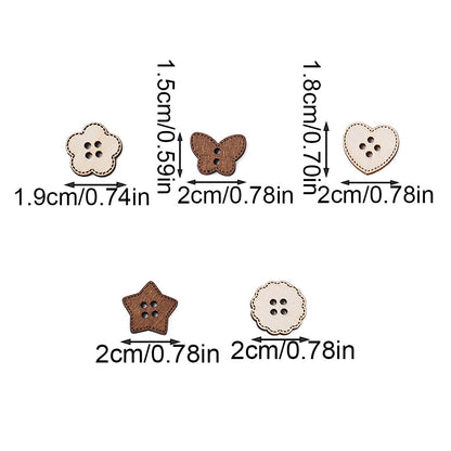 Mixed Wooden Button Decorative Beads