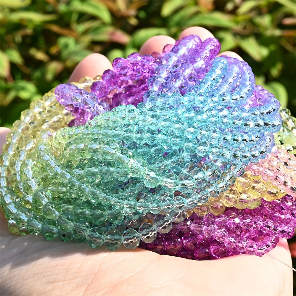 4/mm 1 String Rainbow Color Gradient Glass Faceted Beads