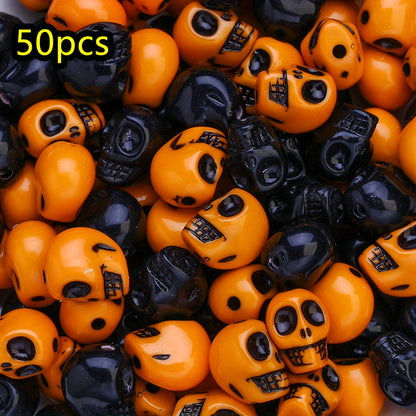 50pcs/set Multicolor Acrylic Skull Head Beads