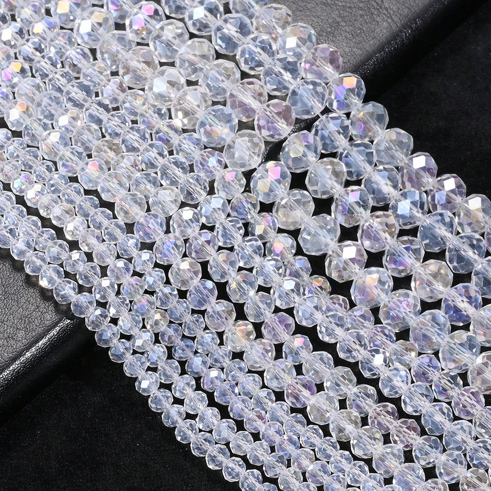 200/500pcs 4/6mm Transparent AB Faceted Glass Beads