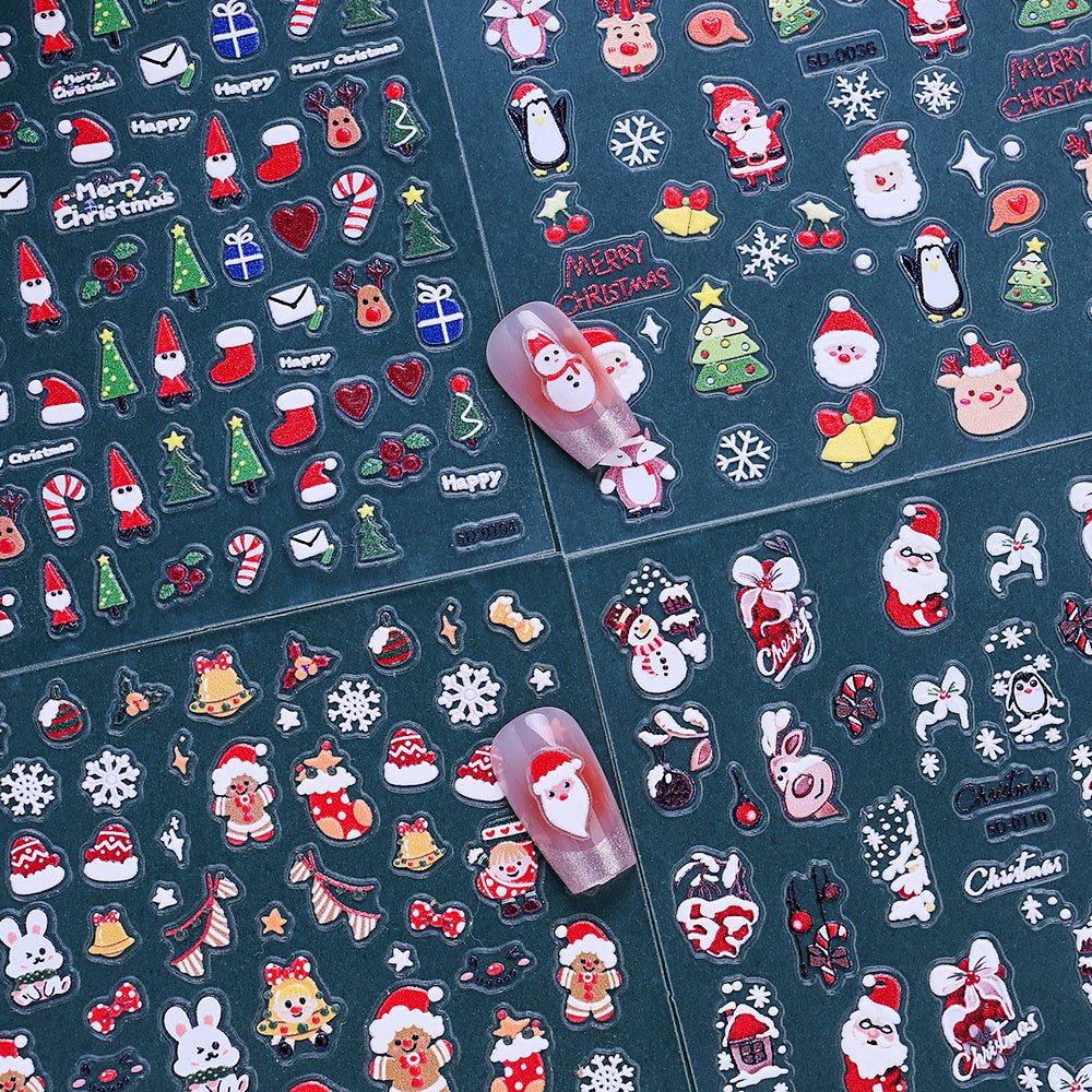 Christmas 5D Relief Nail Art Stickers