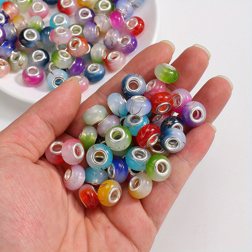 30pcs 6mm Golden Wire Acrylic Large Hole Beads