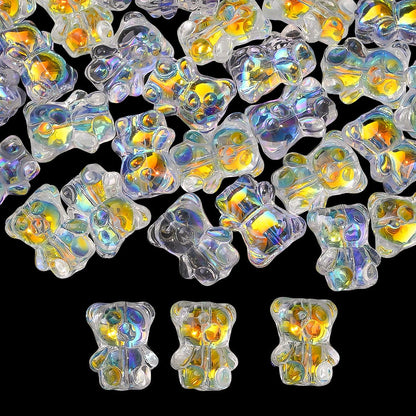 20PCS 15×12mm Transparent AB Bear Glass Spacer Beads
