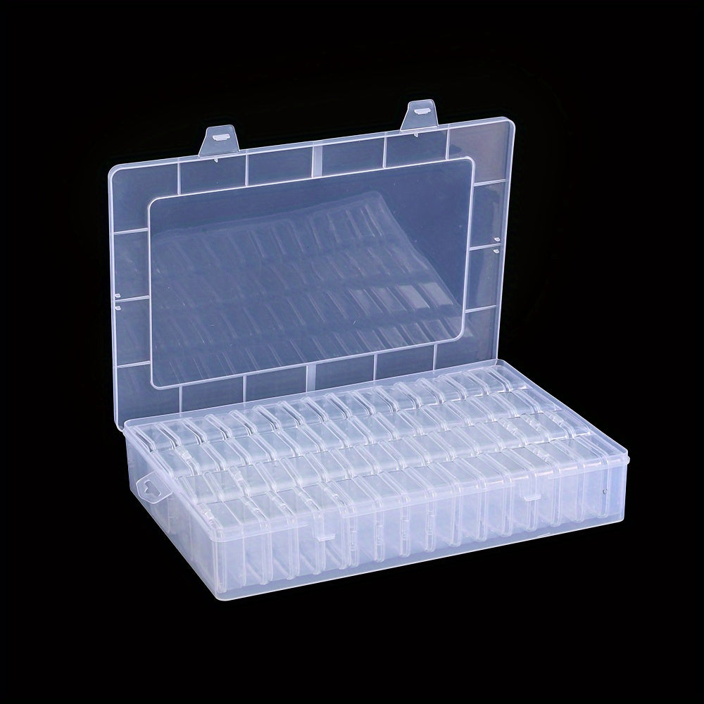 64-Grid Clear Plastic Storage Box with Adjustable Dividers