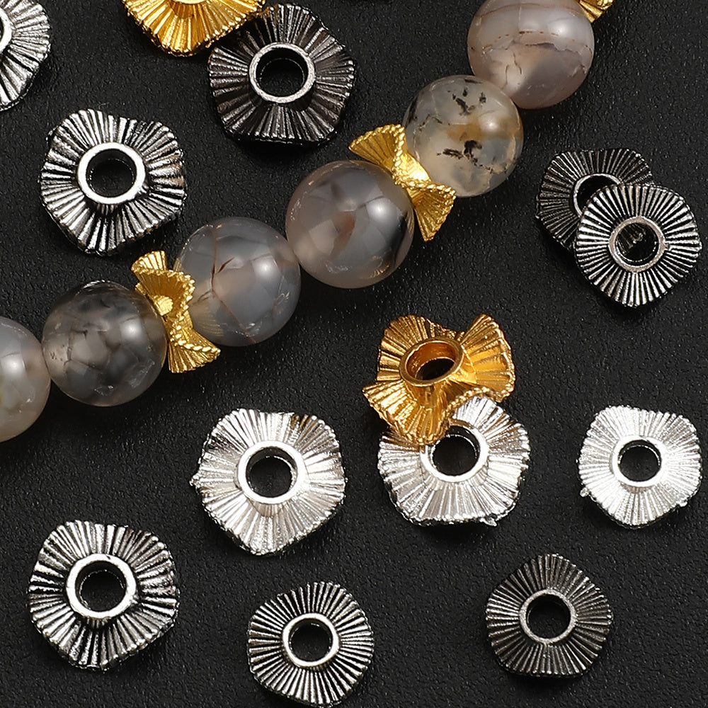 50pcs/set 8/10mm Wavy Golden & Silvery Spacer Beads