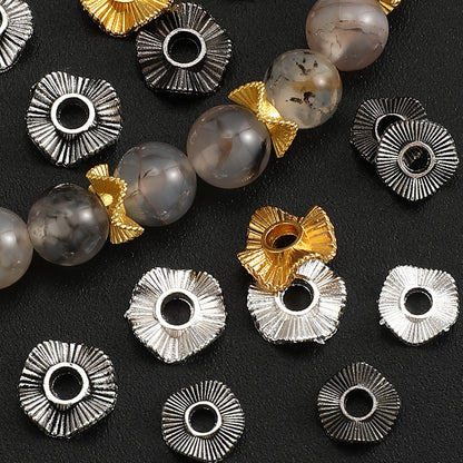 50pcs/set 8/10mm Wavy Golden & Silvery Spacer Beads