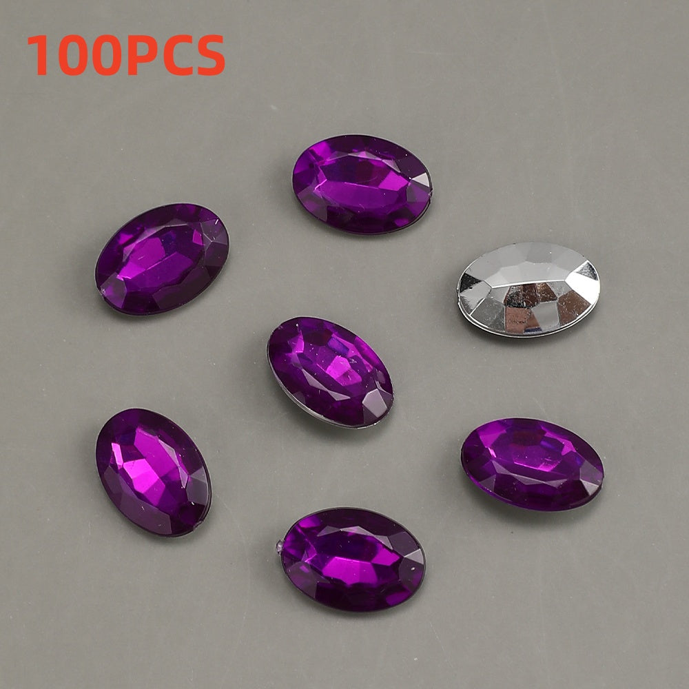 100pcs Oval Rhinestone Flat Back Acrylic Beads