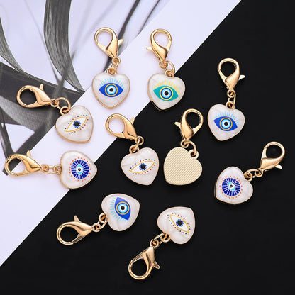 12PCS Blue & White Evil Eye Enamel Keychain Set
