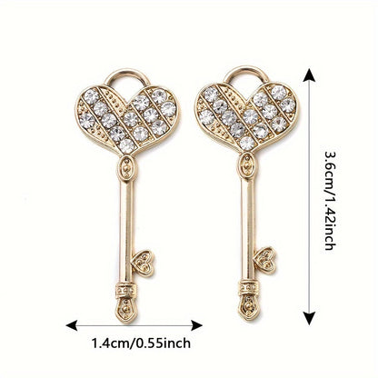 5PCS Gold-Tone Love Lock Crystal Pendant Set