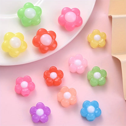 Mixed Color Flower Acrylic Beads