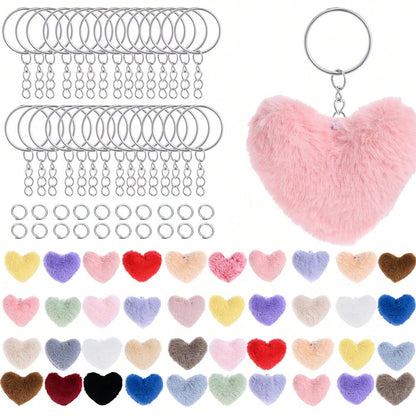 Pink Plush Peach Heart Keychain DIY Kit