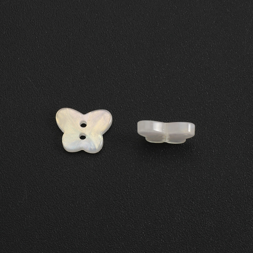 20PCS White AB Butterfly Resin Double-Hole Buttons