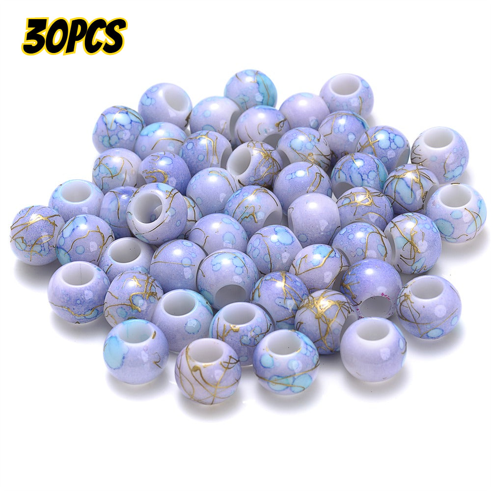 30pcs 10x8mm Multicolor Round Acrylic Dotted Beads