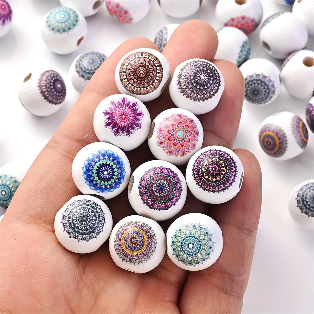 10PCS 16mm White Bohemian Wooden Spacer Bead Set
