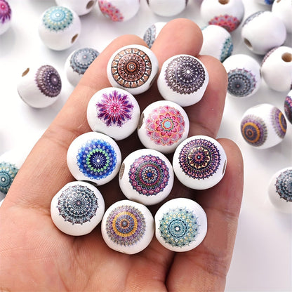 10PCS 16mm White Bohemian Wooden Spacer Bead Set