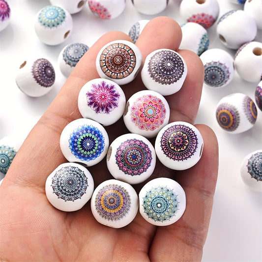 10PCS 16mm White Bohemian Wooden Spacer Bead Set